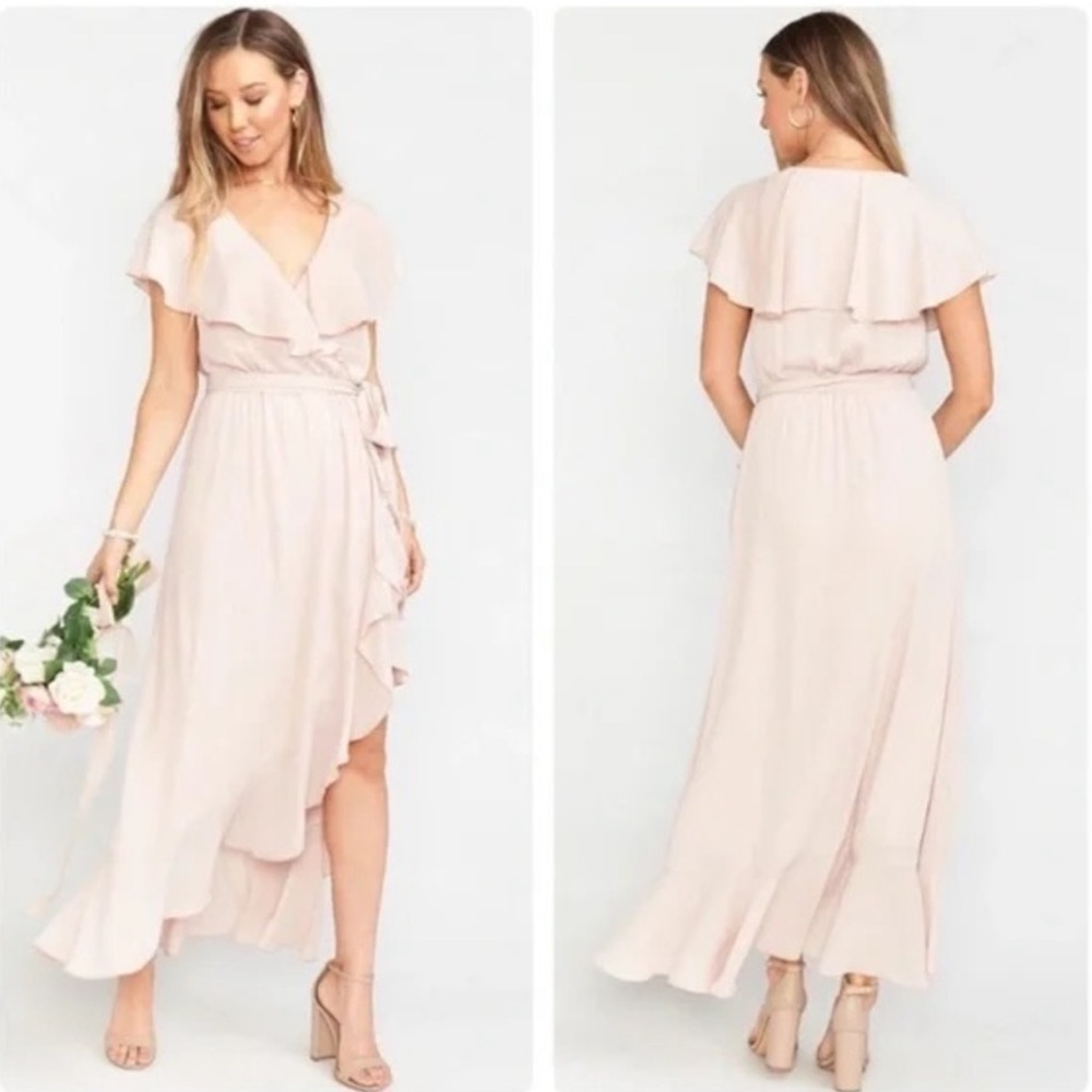 NWT SHOW ME YOUR MUMU Jess Dress 
Ruffle Bridesmaid Midi Dusty Blush